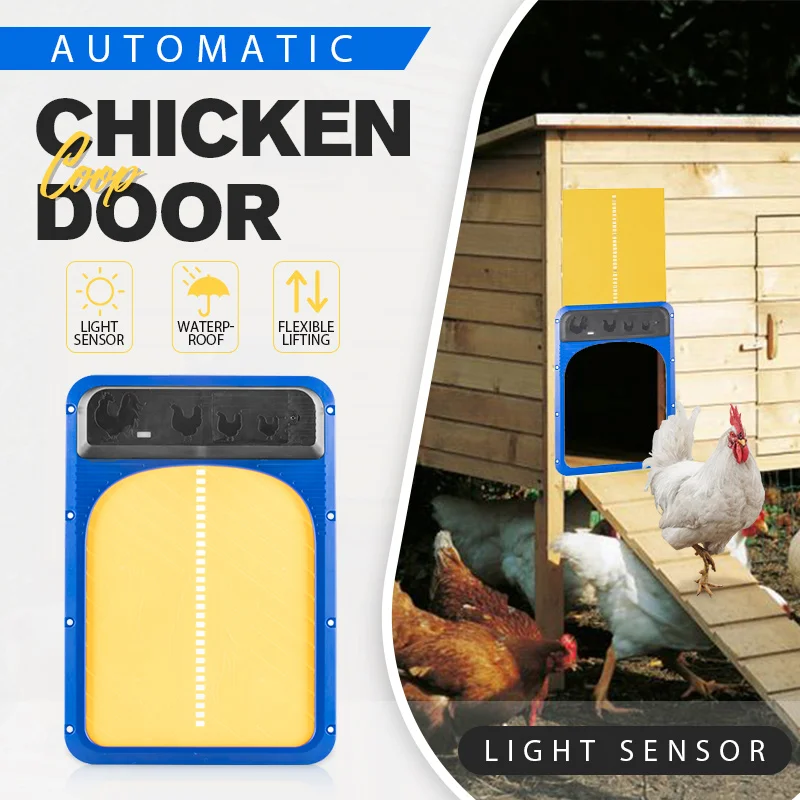 NEW Upgraded Automatic Chicken Coop Door With Light Sensor Waterproof Chicken Coop Door Easy Install Electric Poultry House Door