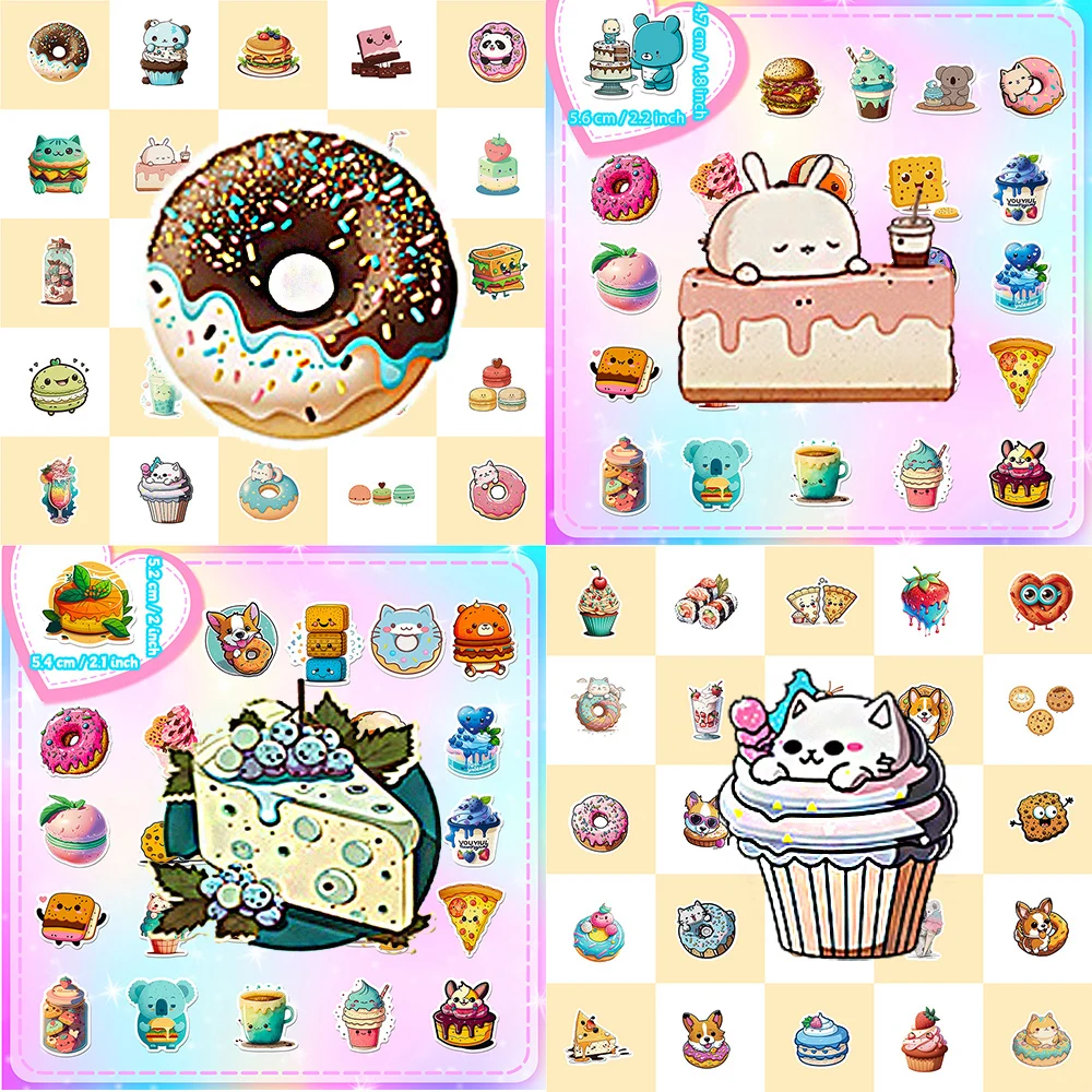 

10/30/50/100/150pcs Kawaii Animal Food Series Decorative Stickers DIY Cake Cartoon Sticker Diary Scrapbooking Laptop Girls Decal