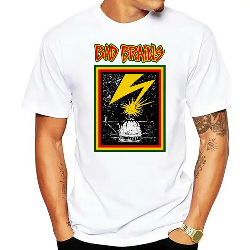 

Bad Brains T Shirt Yellow Album Logo Mens Metal Hardcore Punk Rock New Fashion Classic Tee Shirt
