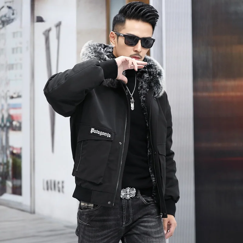 

Rex Autumn Rabbit Winter Casual Fur Real Male Parkas 2023 Hooded Warm Thick Fox Fur Collar Jacket Men Casaco Masculino Gxy1075