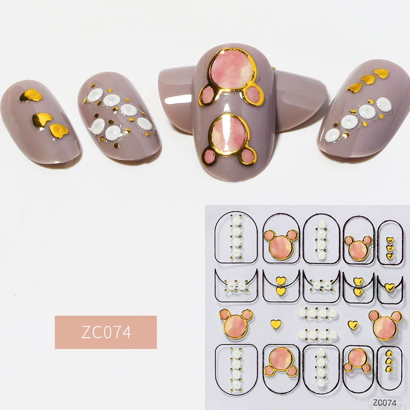 

1Pc 3D Acrylic Sequins Holographic Bronzing Nail Art Sticker Decals Cartoon Mouse Animal Design Self-Adhesive Slider Decoration