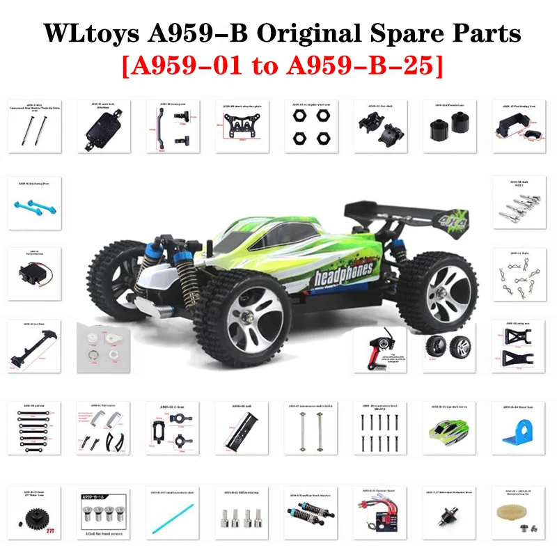 WLtoys 1:18 RC Car Spare Parts For A959-B High-Speed Car Original Accessories A959-01 to A959-B-25