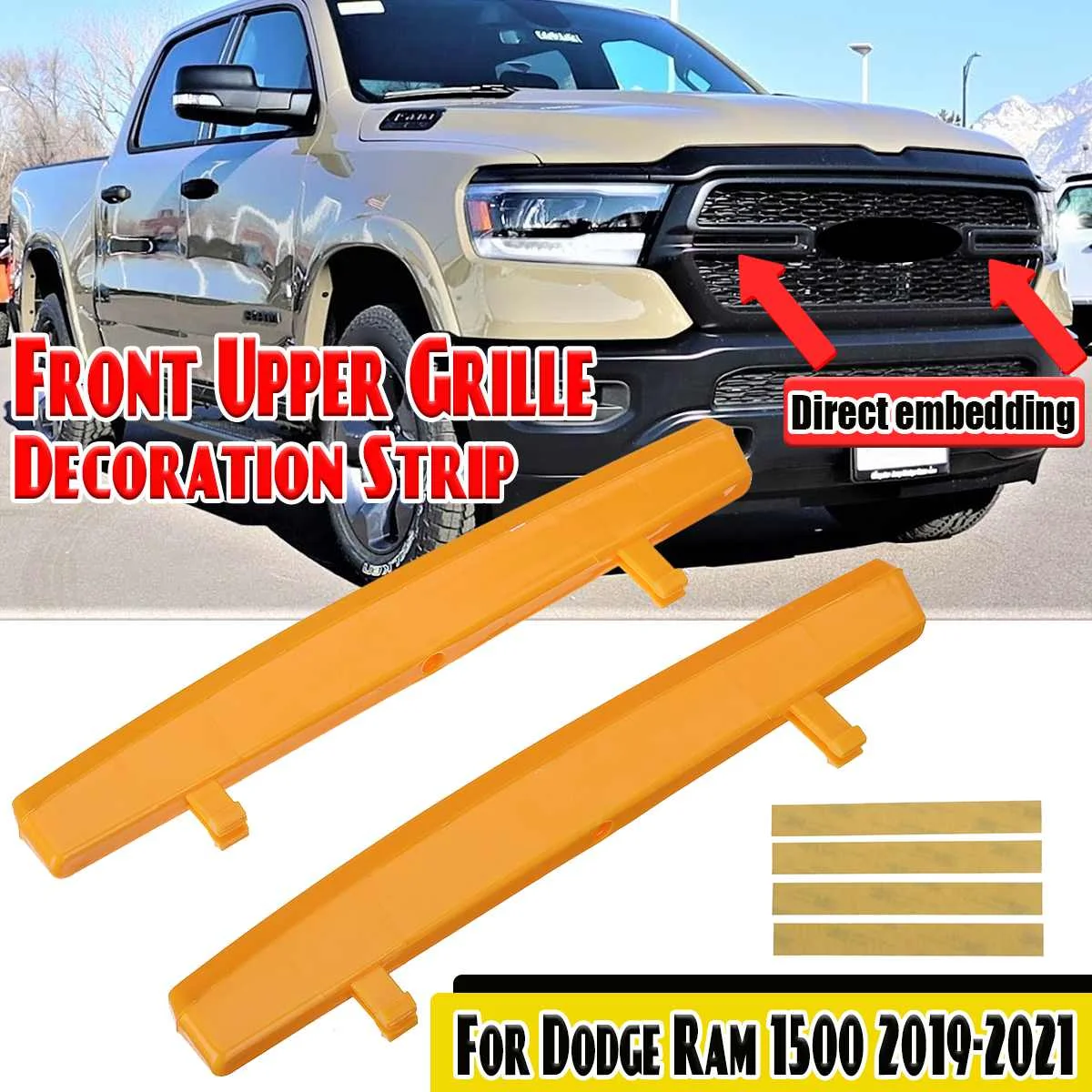 3 Colors Car Front Grille Trim Strips For Dodge Ram 1500 2019 2020 2021 Front Upper Bumper Grille Grill Decoration Strip