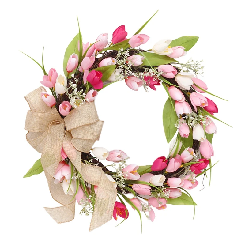 

Artificial Flower Tulip Floral Twig Door Wreath Spring Wreath For Front Door Valentine's Day Decorative Wreath