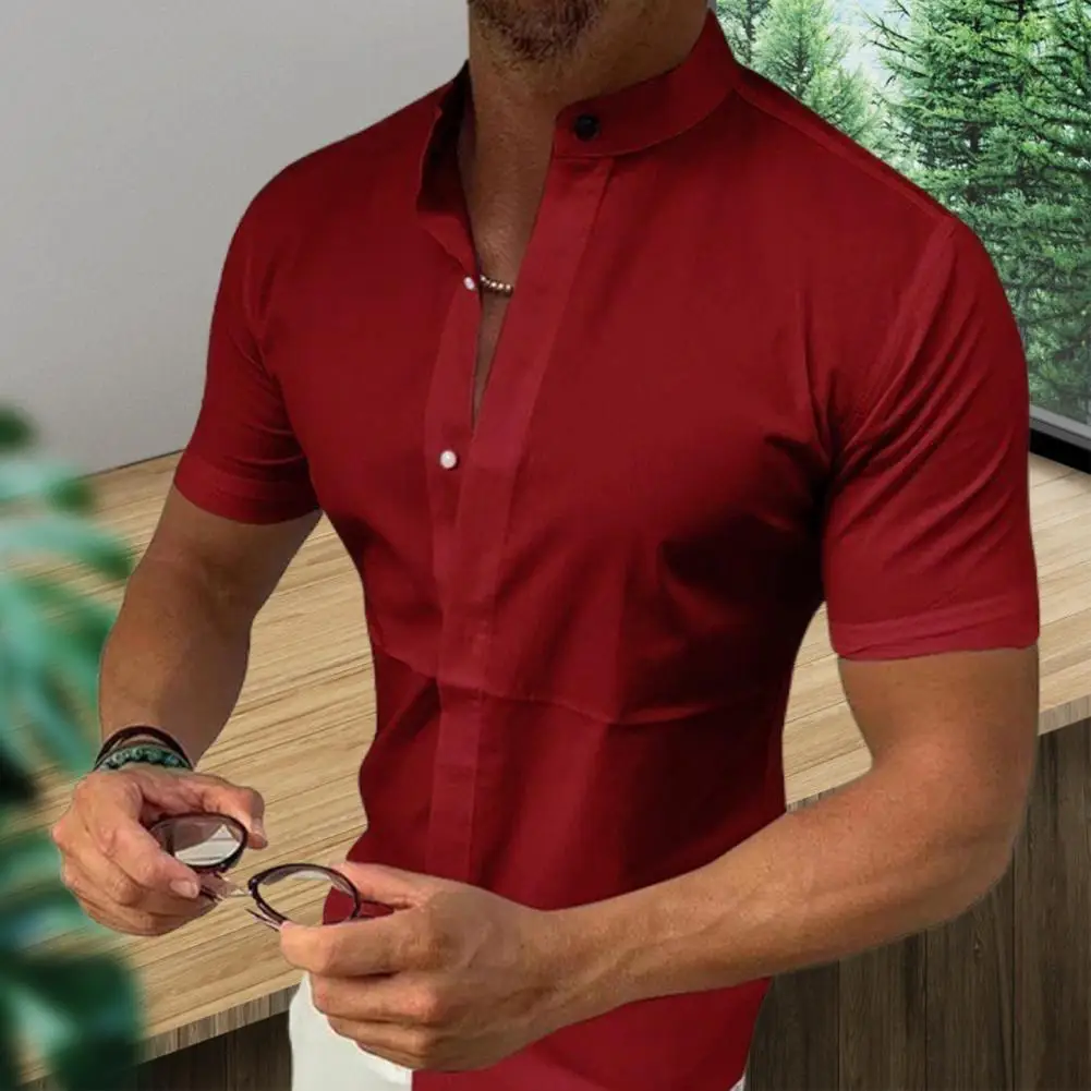 

Slim Breathable Fashion Solid Color Summer Shirt for Work Men Top Slim Breathable Fashion Solid Color Summer Shirt for Work