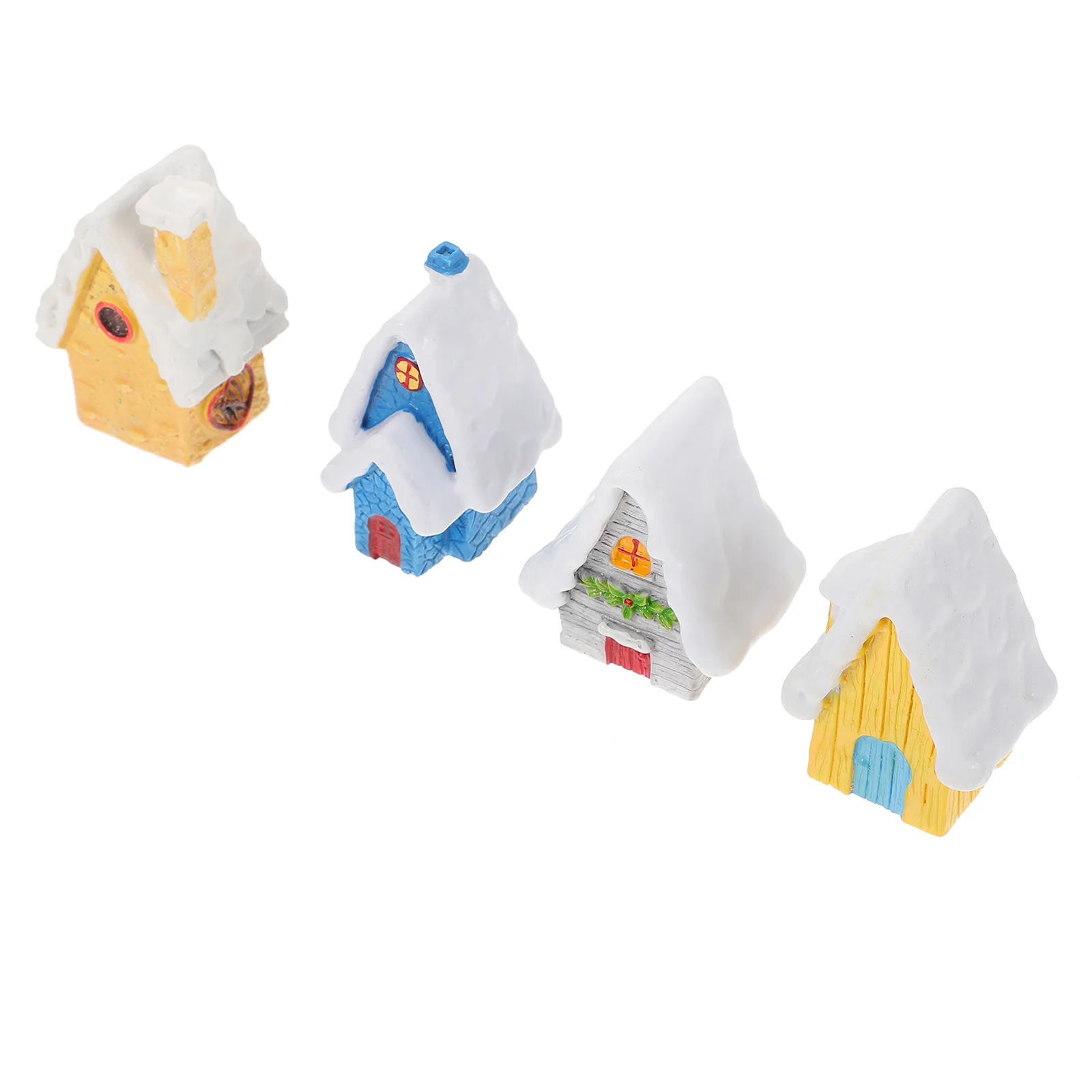 

4pcs Christmas Mini Adornment Decorative House Desktop Ornament Xmas Party Supply