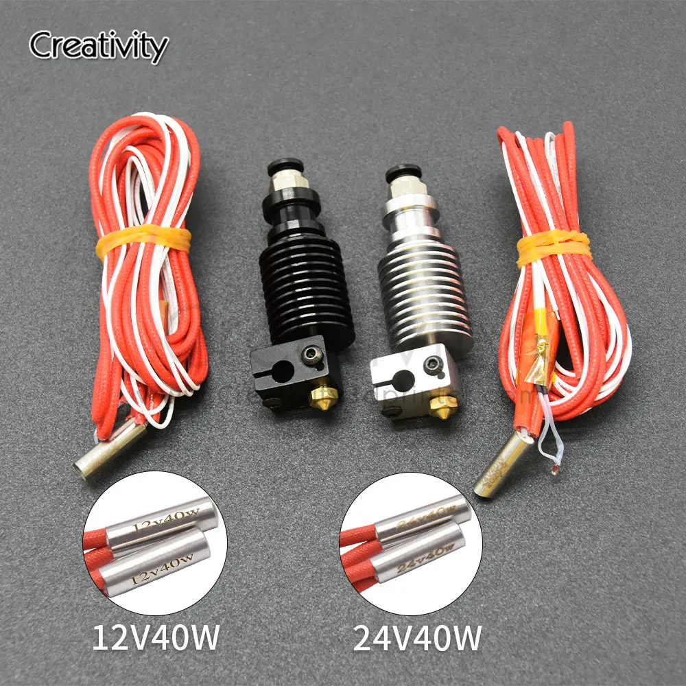 

Creativity 3D Printer E3D V6 hotend Kit Remote extruder 1.75/0.4mm Nozzle 12V/24V j-head hot end extruder 3D Printer Parts