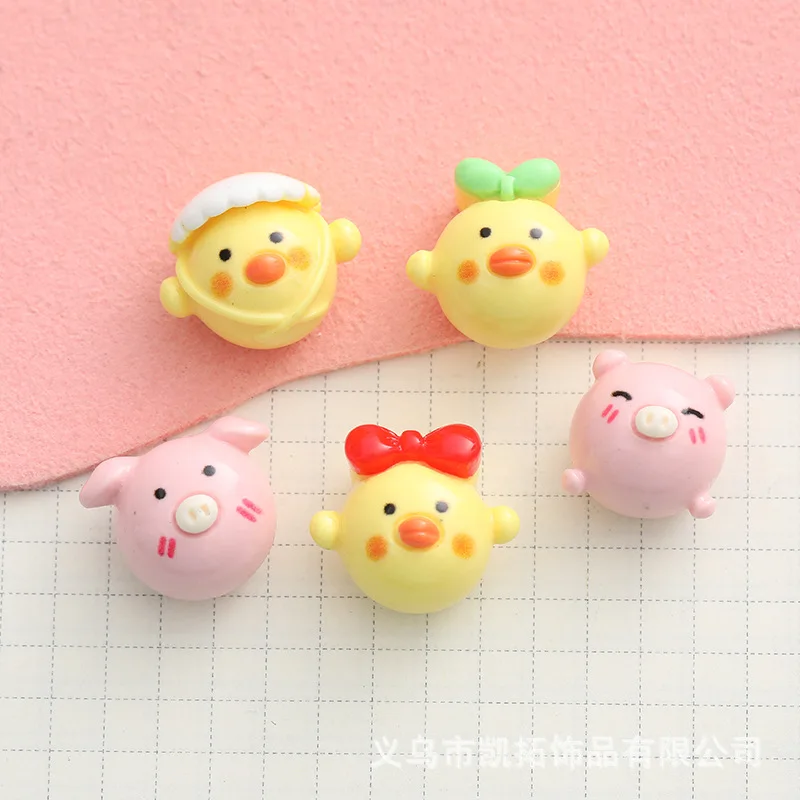 

Mix Items 10pcs Pig Chicken Cute Resin 3D Resin Flat Cabochons Kawaii DIY Scrapbook Craft Key Chain Accessories