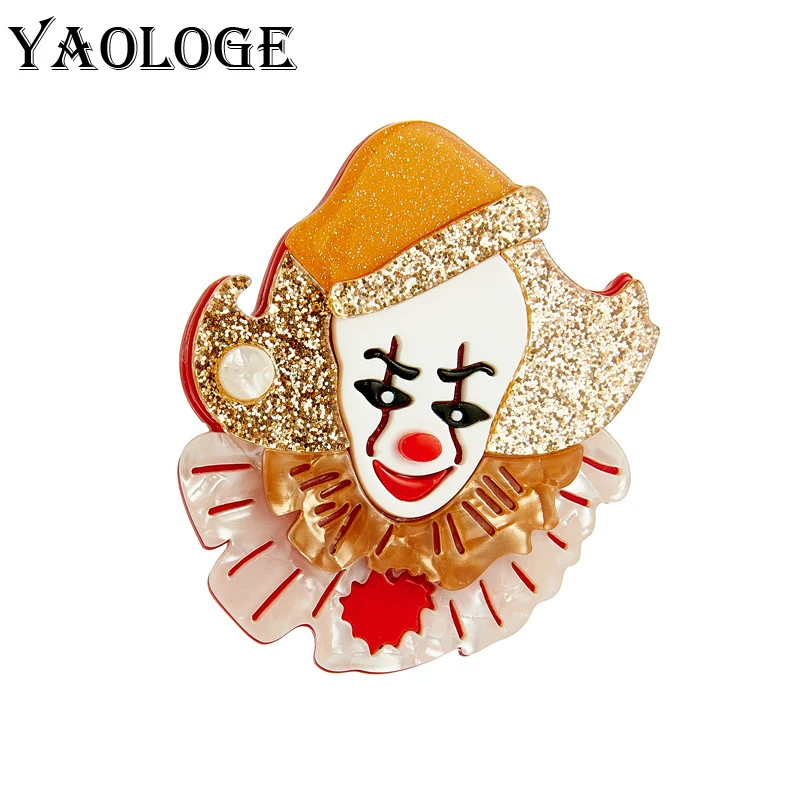 

YAOLOGE Acrylic Smile Face Clown Brooches For Women Men 2022 Exaggerated Cartoon Cute Badge Lapel Brooch Pin Jewelry Gift