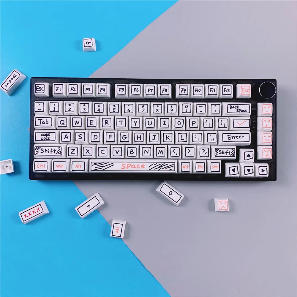 Chaves Personalidade Graffiti Keycap Xda Perfil Pbt Tintura Sub Keycaps para Teclado Mecânico Personalizado Bonito Conjunto de Tampões de Chave 126