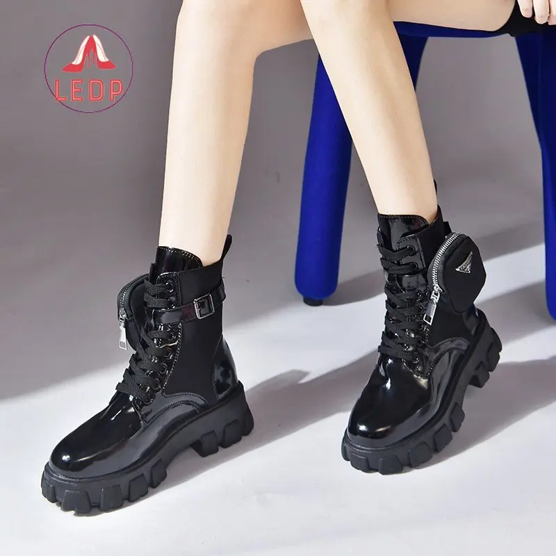

Autumn Winter New Fashion Lace-Up High Boots Casual Women's Boots Women's Large Size Punk Ankle Platform Motorcycle Boots