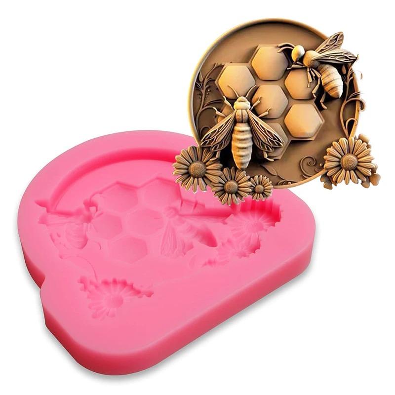 Силиконовая форма для мастики в виде сот фоторамка шоколада пчелы фотопаста