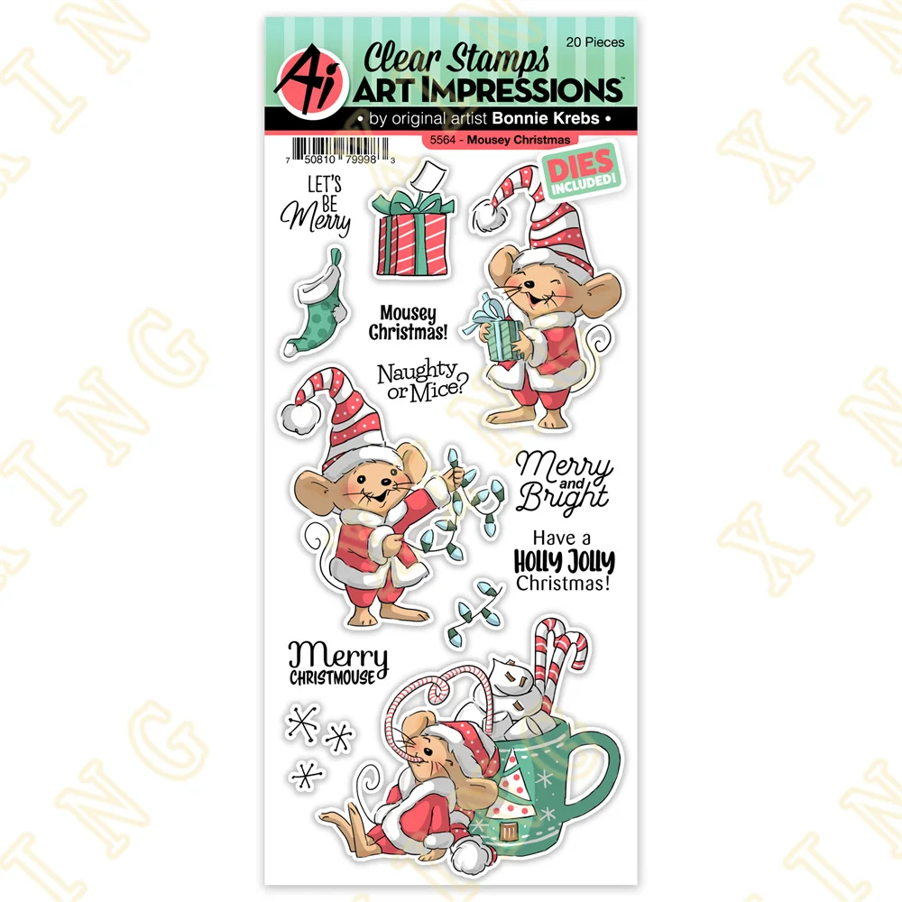 

Mousey Christmas New Metal Cutting Dies Stamps for 2022 Scrapbook Diary Decoration Embossing Template Diy Greeting Card Handmade