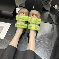 retro fashion sandals women 2022 summer thick bottom letter muffin word with open toe non slip wear resistant beach shoes