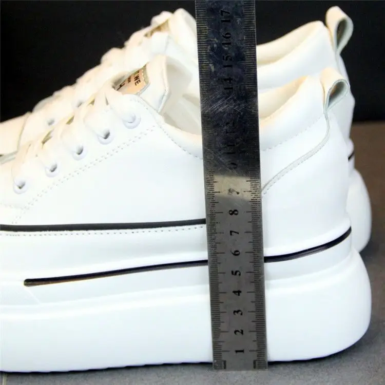 

Height Increasing Insole Shoes Female Student Casual Lace up White All-Match Casual round Toe Sneakers Soft Leather Shoes