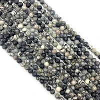1 strand black network stone natural semi precious stone loose beads round shaped 6810mm diy for making necklace bracelets