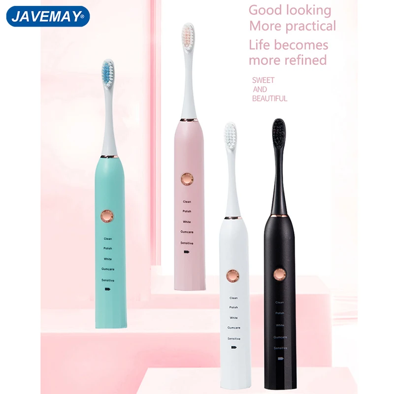 Electric Toothbrush Rechargeable Black White Sonic Teeth Brush Oral Hygiene IPX7 Waterproof Battery Model Sonic Toothbrush J208