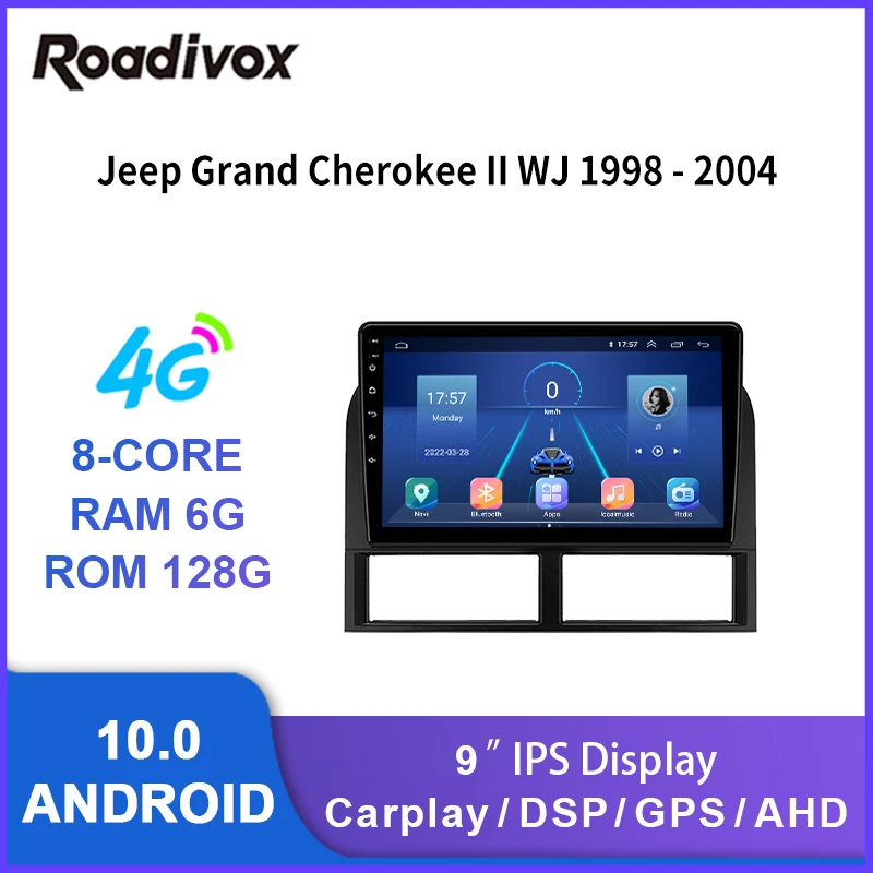 

Автомобильная магнитола 9 "android 10,0 для Jeep Grand Cherokee II WJ 98-04, видеоплеер с gps-навигацией, мультимедийная магнитола, стереосистема, головное устро...