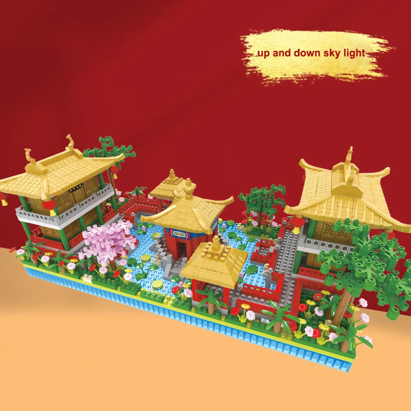1800 шт. набор строительных блоков Yuanmingyuan в китайском классическом стиле