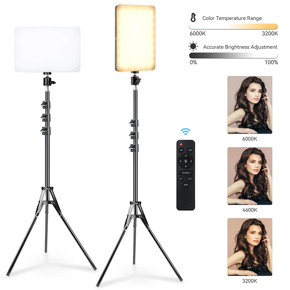 

Dimmable LED Panel Fill Light Video Lights With Long Arm Bracket Holder Stand Selfie Photographic Lighting Fill Lamp For Youtube