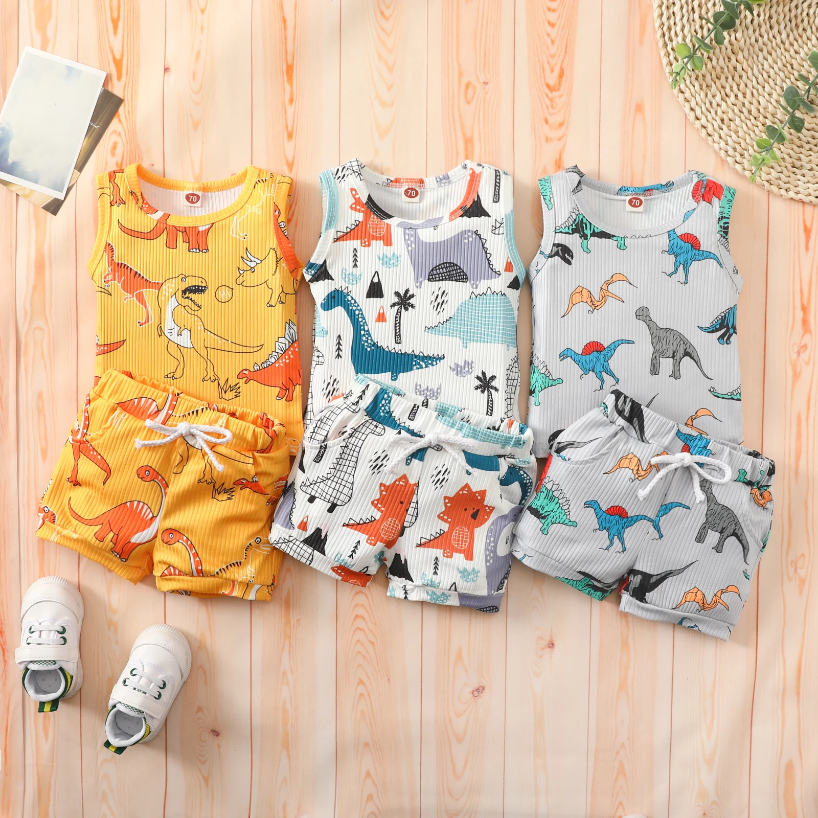 

Летняя одежда для малышей, майка без рукавов с фотографическим принтом, шорты, хлопковая одежда из 2 предметов, комплект для мальчиков