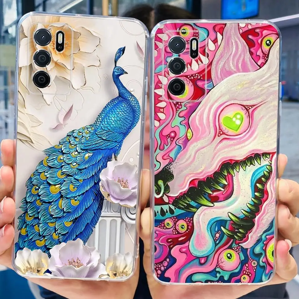 Для Oppo A16 4G Чехол CPH2269 Симпатичный окрашенный чехол Силиконовый мягкий из ТПУ для