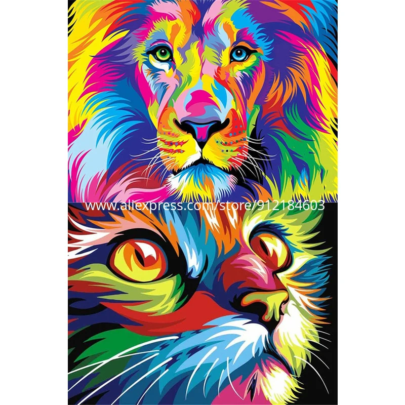 Алмазная живопись ROAMILY элегантная вышивка 5D круглая/квадратная слон тигр Лев кот