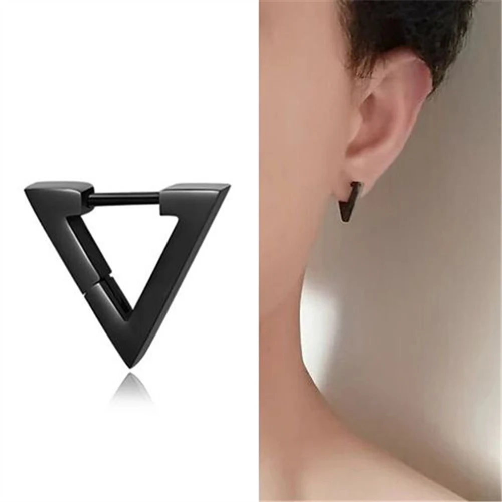 

Black Ear Clip Titanium Steel Stud Earrings Square Unisex Earrings Punk Rock Earrings Stainless Steel Ear