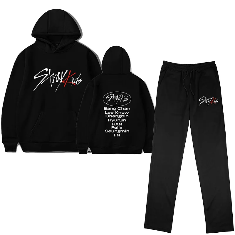 

Stray Kids Hoodies Sweatpants Set HAN BANG CHAN CHANGBIN FELIX SEUNGMIN HYUNJIN LEE KNOW Pullover Sweatshirt Elastic Band Pants
