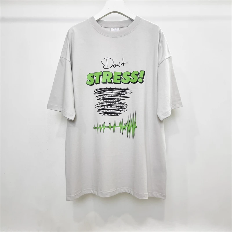 

Summer Style Vetements Don’t Stress T-Shirt Men Women Anime Vetements Best Quality Oversize Wash Grey VTM Top Tees T Shirt