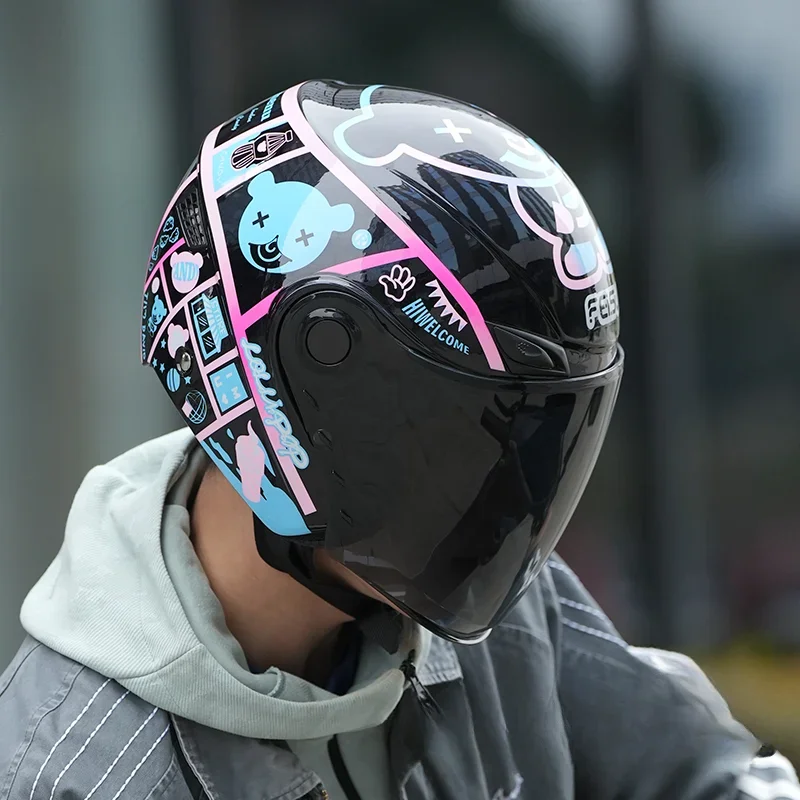 Мотоциклетный шлем FEISU всесезонный универсальный с полушлемом три четверти