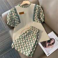girls sports suit 2022 summer new medium and large childrens fashion casual short sleeved shorts two piece suit