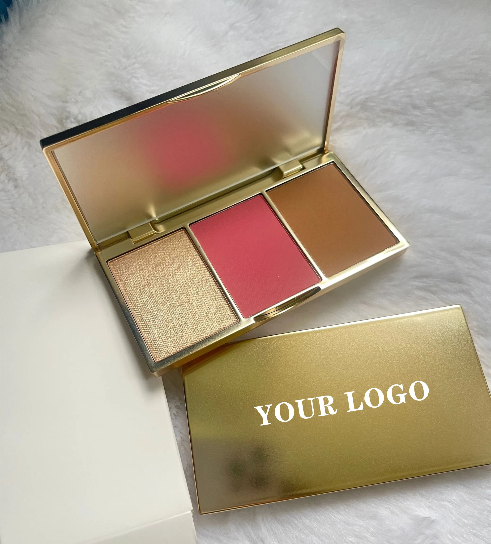 3 в 1 хайлайтер с индивидуальным логотипом макияж для лица прессованная пудра