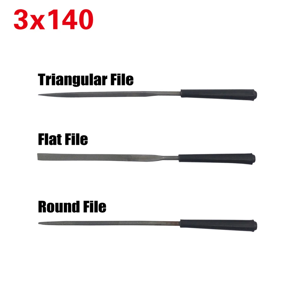 3pcs 3mm Shank Diamond Neddle Files Flat Triangle Round For Steel Glass Tile Stone Metal Wood Plastic Woodworking Manual Tool