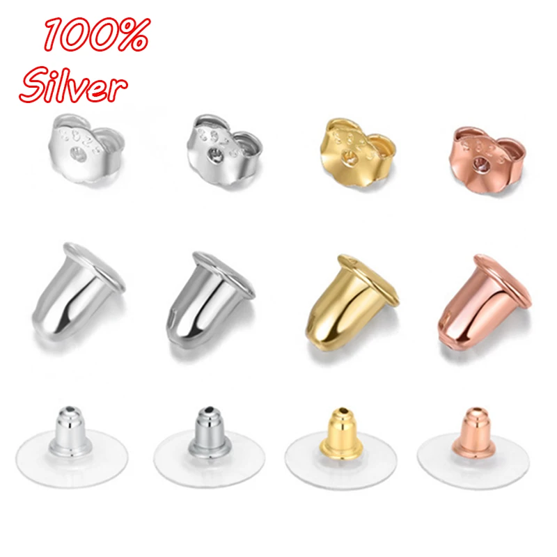 

10pcs/lot 925 Silver Earring Studs Backs Stopper Scrolls Ear Findings DIY Blocked caps Earring Backs Stoppers Ear Accessories
