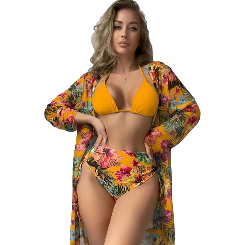 Купальник-тройка женский с завышенной талией