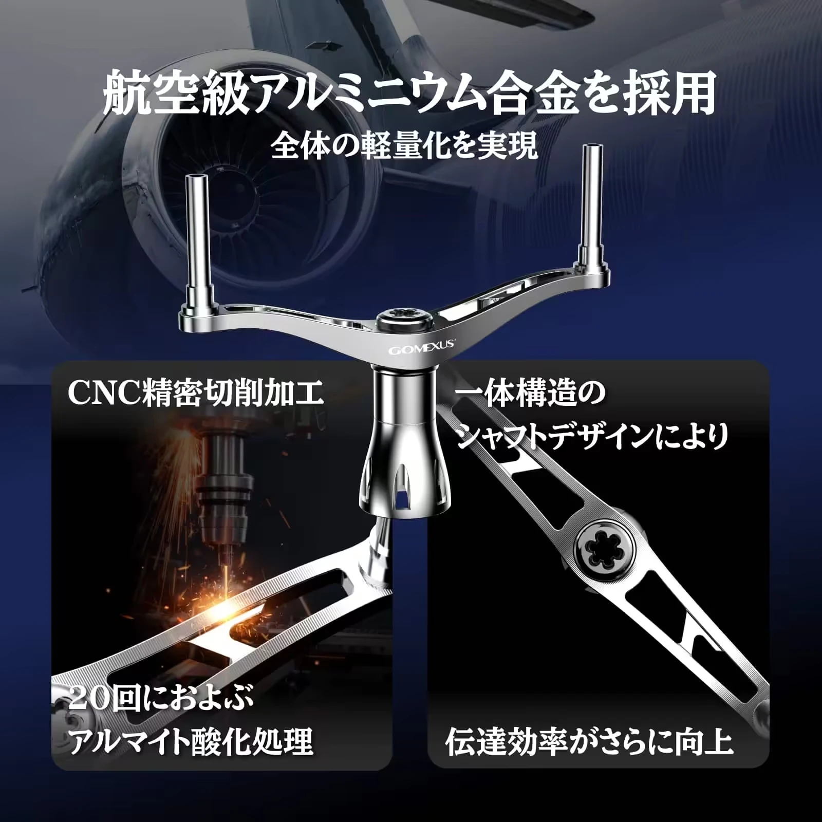 Фото Рукоятка для спиннинговой катушки Gomexus из титанового сплава, 82 мм, для Daiwa Shimano Stella Stradic, двойная рукоятка. №4