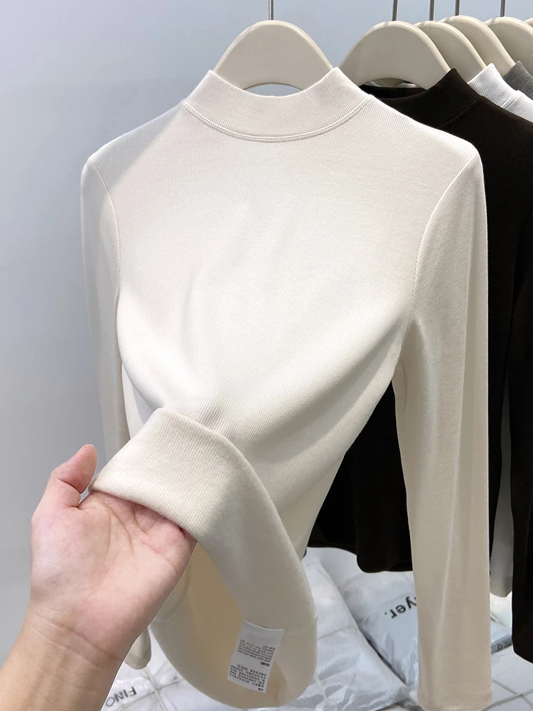 Женская рубашка с шлифованным низом на флисовой подкладке осень-зима 2024 новая