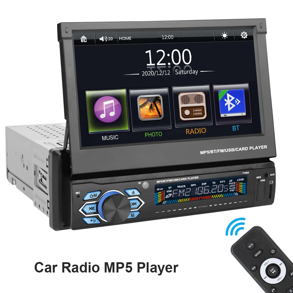 7-дюймовый 1 Din автомобильный радиоприемник Bluetooth Mirror Link стерео FM-приемник TFT