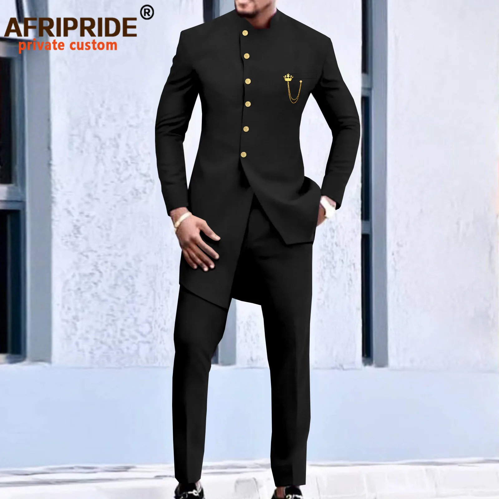 African Suit for Men Single Breasted Slim Fit Jackets and Trousers 2 Piece Set Slim Fit Business Suit Wedding Evening A2216040