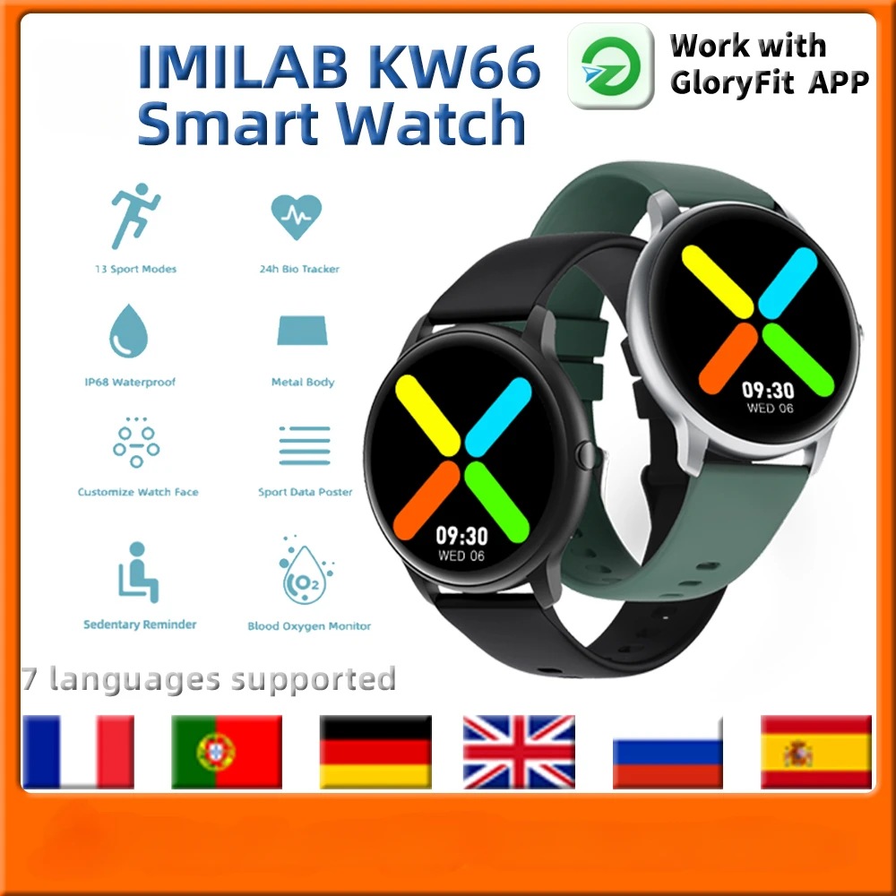

For Xiaomi IMILAB KW66 Smart Watch Man Women Smartwatch Fitness Tracker Heart Rate Sleep Monitor IP68 Waterproof Wristwatch 2023