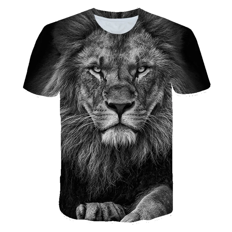 

Summer King Of The Forest Lion Graphic T Shirts New 3d Animal Pattern Men's T-shirts Fashion Casual Print Funny Short Sleeve