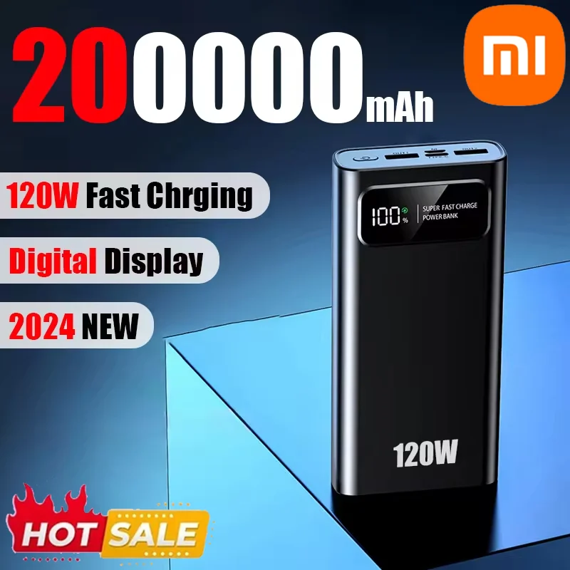 Xiaomi 200000mAh 120W Power Bank Super Fast Charging Battery High Capacity Digital Display For Iphone Samsung Huawei