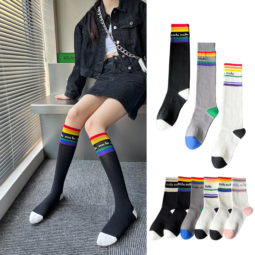 

Новые радужные женские носки до щиколотки, спортивные носки для фитнеса, йоги, бега, полухлопковые осенние чулки с надписью