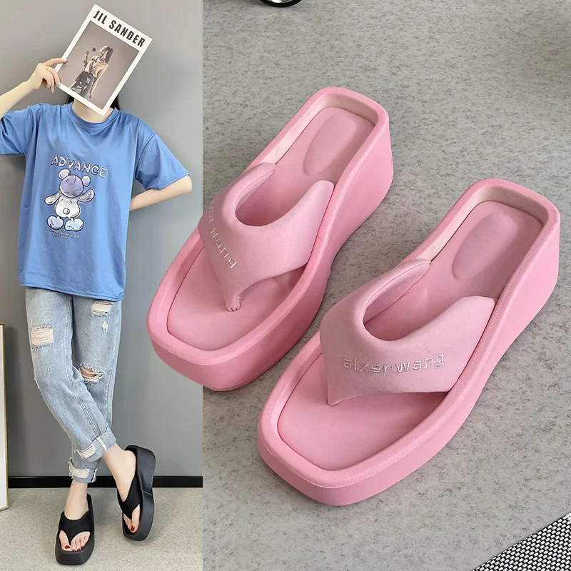 FAFA Thick Bottom Slippers Female Summer Wear 2023 New Slope With Flip-flops Muffin Bottom Clip Feet Beach Cool Fashion Slippers