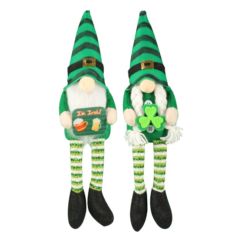 

Irish Day Faceless Doll Window Decoration Kawaii Striped Long-legged Doll Decoration Props Home Desktop Decor Elfs Gift