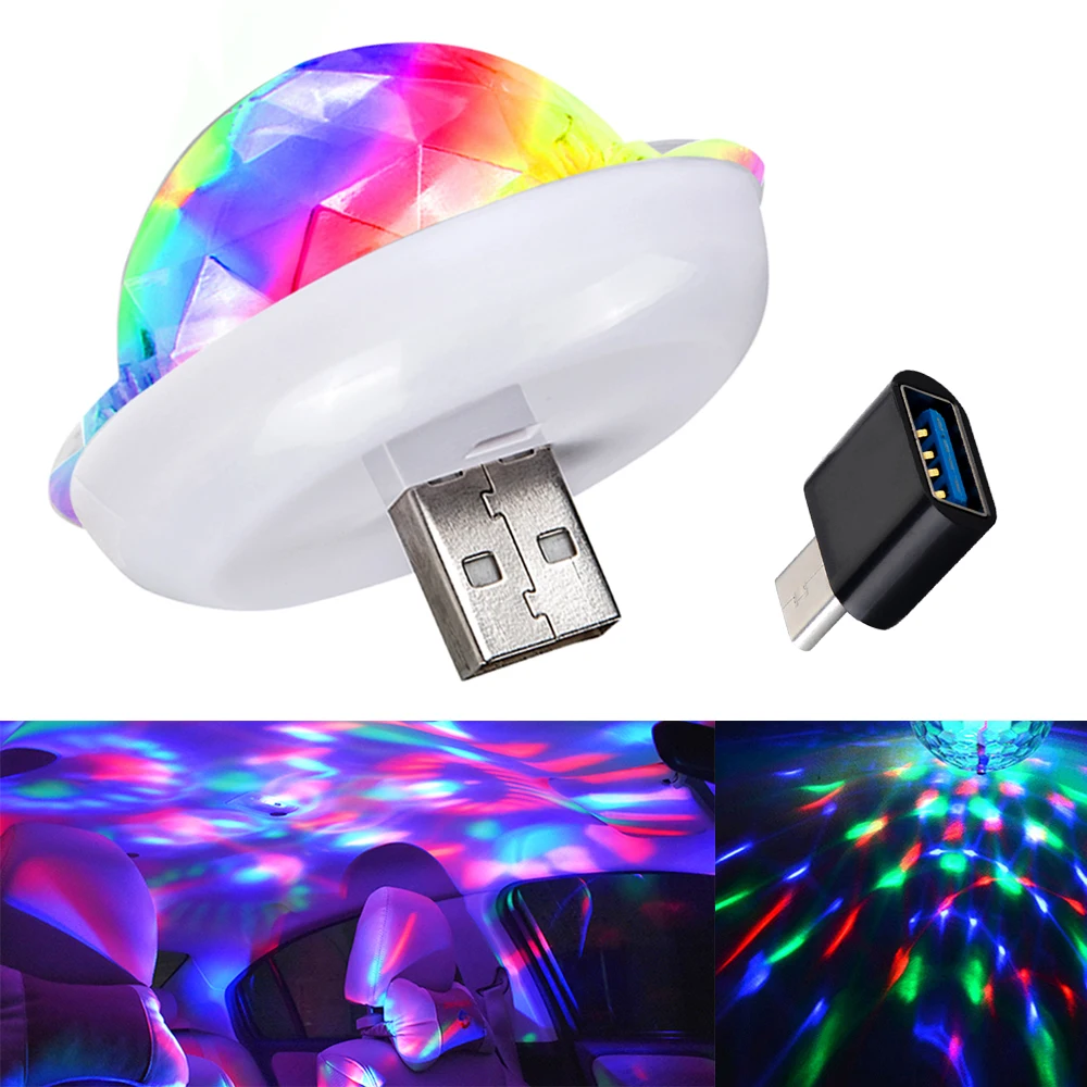 

1x Universal New USB Disco Lamps LED Magic Dj Light Night Lights Stage Lighting Effect Light Micro USB Crystal Disco Ball Lights
