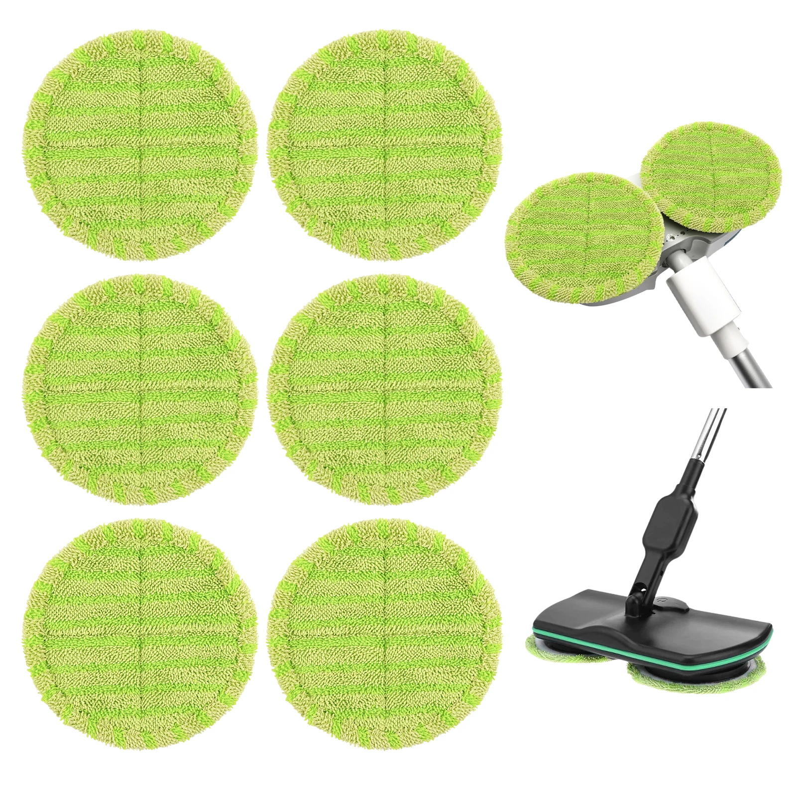 

6pcs Water Absorbent Electric Mop Pad Universal 16cm Tile Soft Reusable Adhesive Grip Round Floating Microfiber Replacement Part