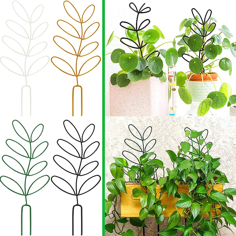 

Creative Leaf Shape Plant Support Rack Home Garden Accesorries Metal Plant Climbing Frame Bracket DIY Potted Rattan Flower Stand