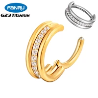 f136 titanium piercing hinged earrings three row ear clips zircon nose septum clicker tragus cartilage daith piercing jewelry